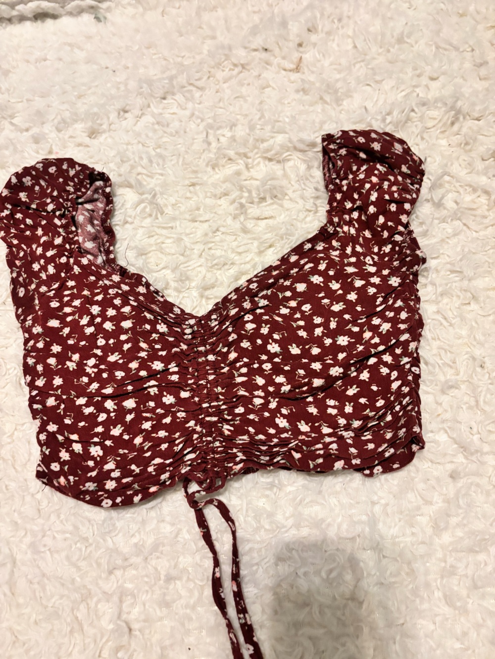 La Hearts Burgundy Floral Crop Top